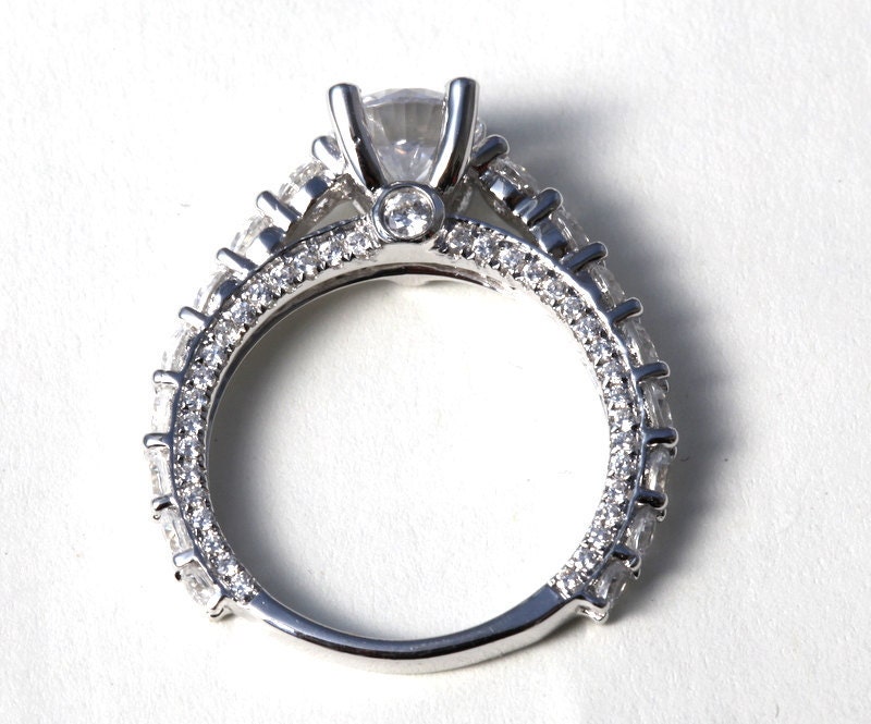 1.71 carats - Round cut Diamond Engagement Ring SETTING semi mount- 14k White gold-  weddings - brides - Bp008