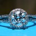 HALO Split shank Round Diamond Engagement Ring - 1.10 carats - 14K White Gold - Antique Style - Pave - weddings - brides - Bp003