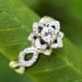 LOVE IN BLOOM - Flower Lotus Rose Diamond Engagement or Right Hand Semi mount Ring Setting - 14k white, yellow or rose gold -fL03