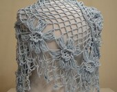 SUPER SALE Blue Flower Organic Cotton Triangle Shawl
