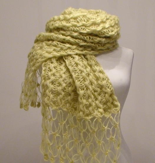 SUPER SALE Handmade Shawl - Light Green Mohair Honey Comb Shawl