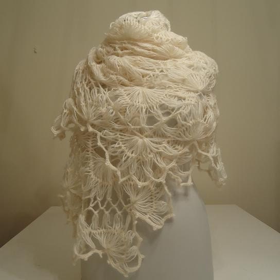 SUPER SALE Handmade Shawl - Ivory Elegant Shawl