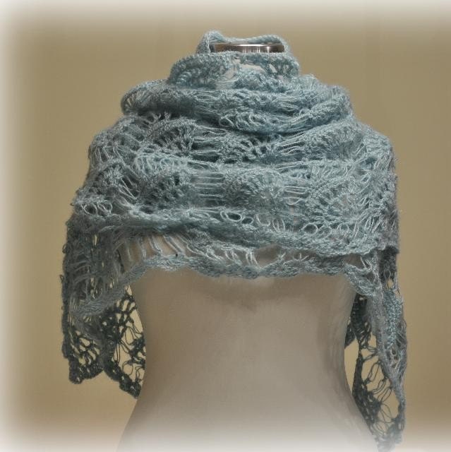 SUPER SALE Light Blue Handmade Triangle Shawl