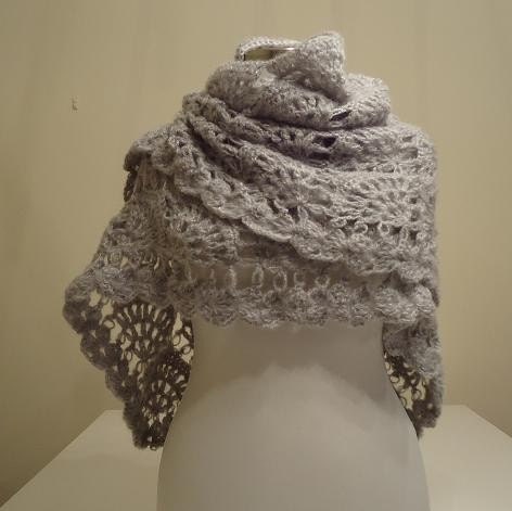 SUPER SALE SHandmade Shawl - Gray Warm Mohair Shawl