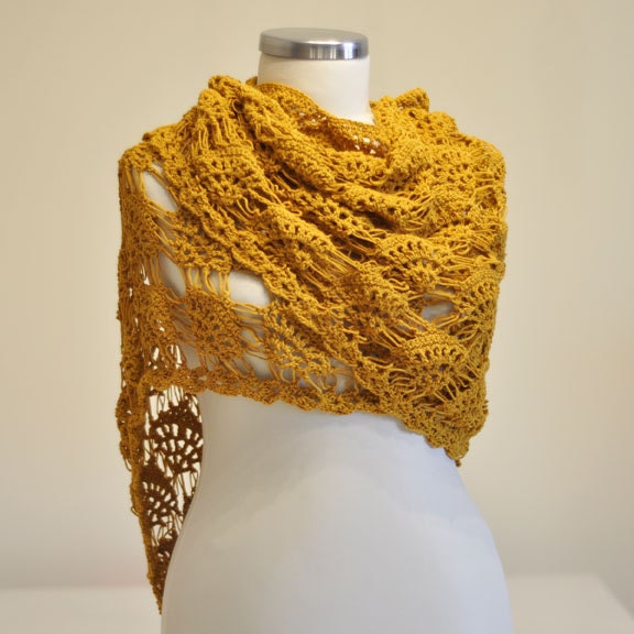 SUPER SALE Mustard Triangle Organic Cotton Shawl