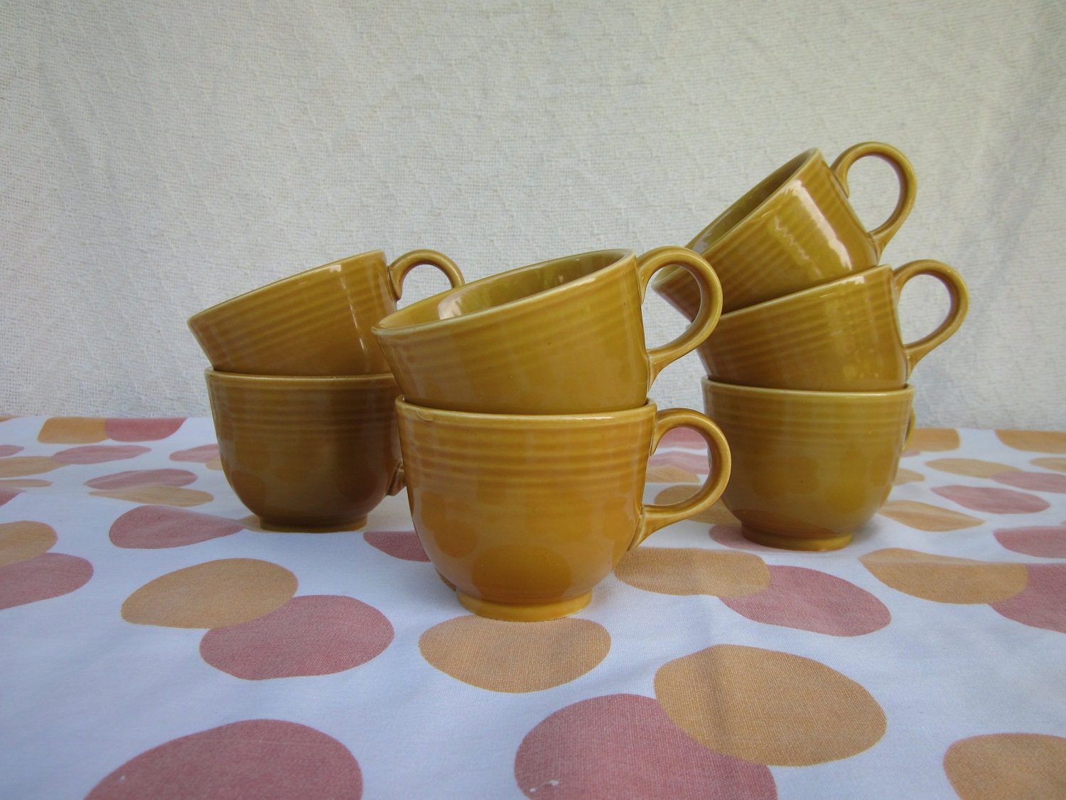 Fiesta Antique Gold Lot of 7 Cups Retro Cuteness