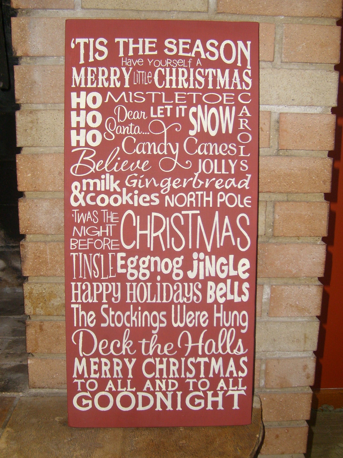 ChRiStMaS TYPOGRAPHY, Tis The Season Sampler, Primitive  Christmas Wood Sign, Handpainted, Home Decor, Ornament, Holidays