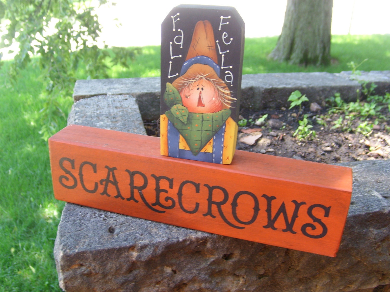 ScArEcRoW StAcK, Hand Painted Scarecrow Blocks, Halloween, Thanksgiving, Autumn, Fall, Housewares, Home Decor