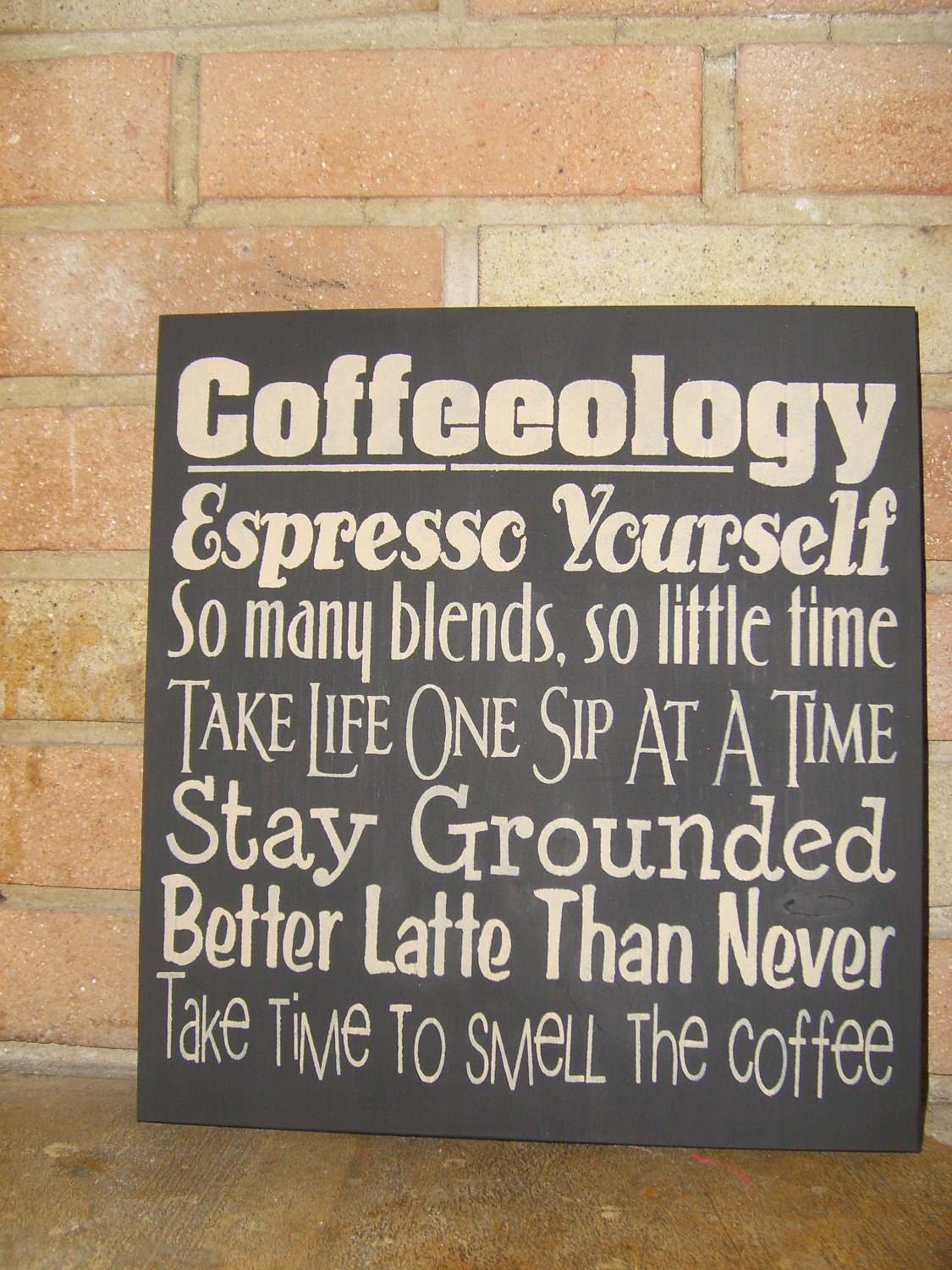 Kitchen COFFEEOLOGY, Hand Painted Primitive Wood Sign, Typography, Subway Art, Kitchen, Dawnspainting, Home Decor