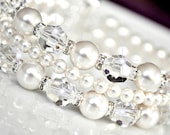 Bridal Cuff Bracelet, Swarovski Crystal Bridal Bracelet, Bridal Crystal Bracelet, Pearl Bridal Jewelry
