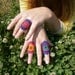 Crochet Ring - Multicolor Orange / Yellow / Pink Mandala With Pink Bead And Red Sequin