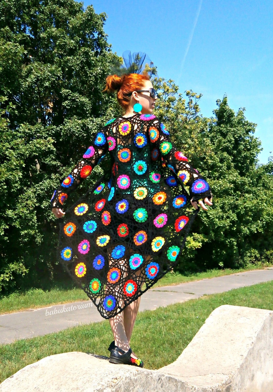 Abstract Pop Art Crochet Cardigan