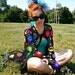 Abstract Pop Art Crochet Cardigan