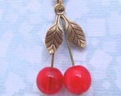 Sexy Cherry Tart Pendant on Brass Chain Necklace