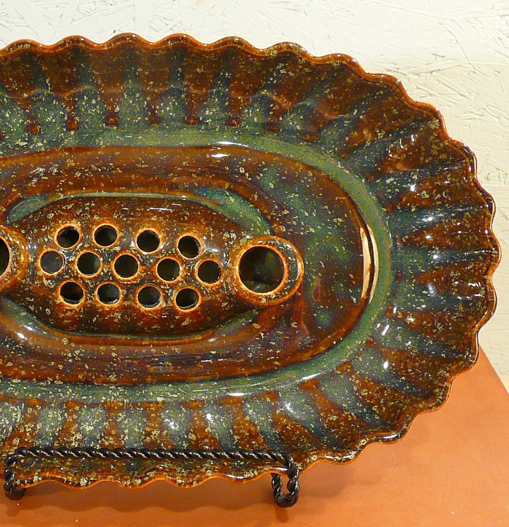 Vintage Brush Candle Holder / Flower Frog Vase