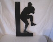 Baseball Pitcher with Name Metal Wall Art Silhouette