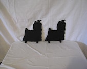 Yorkshire Terrier 2 Hook Leash Holder Metal Dog Wall Art Silhouette Set of 2