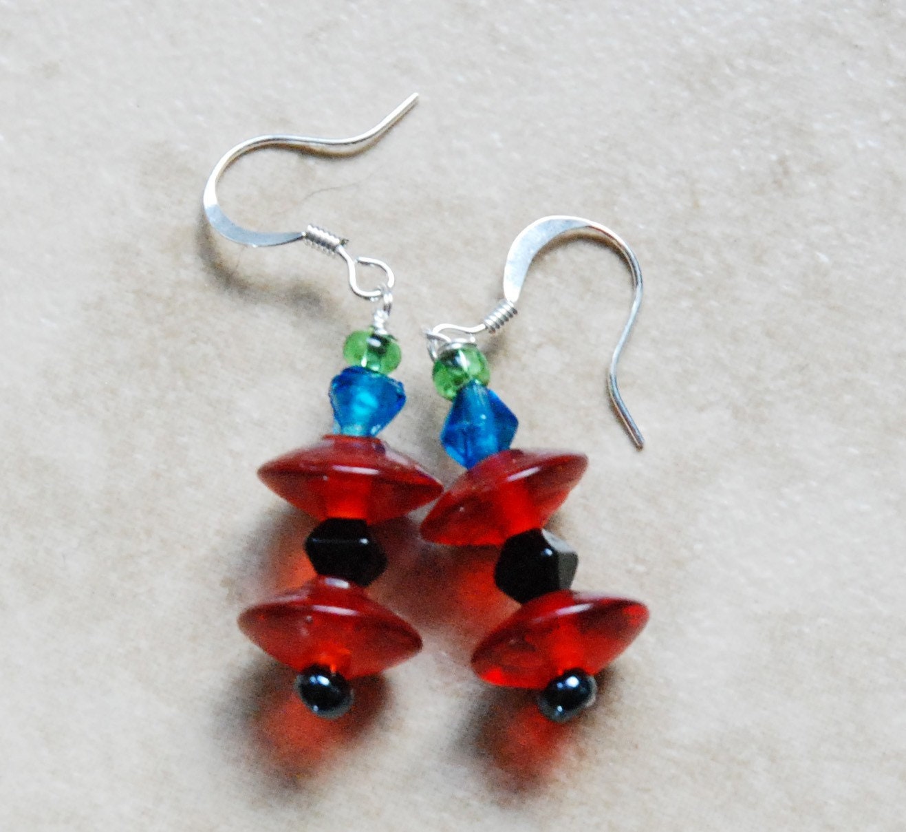 Red Flying Saucer Earrings