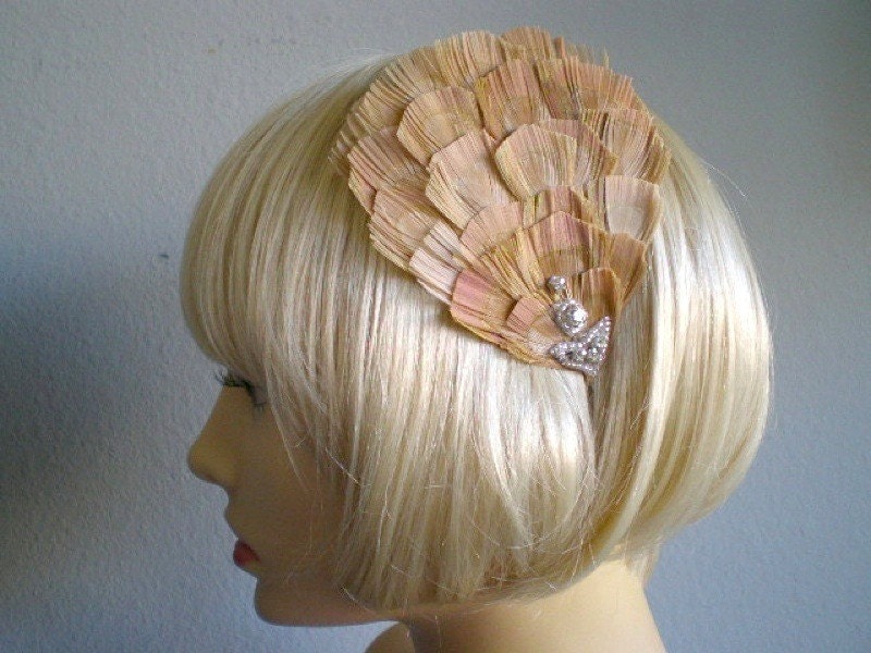 Peacock Feather Headband, Feather Fascinator, Bridal Hairpiece, Bridal Feather Fascinator