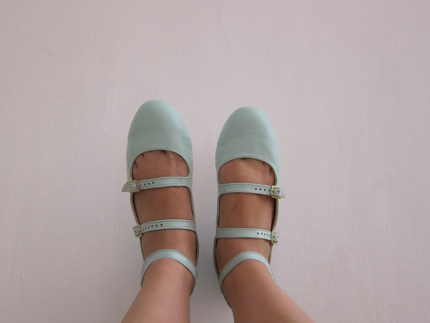 Chloe leather triple strap flats (Handmade to order, take 15 days to be made plus shipping ETA)