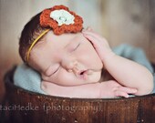 Fall Headband Custom Crocheted Skinny Elastic--The Pumpkin Pie Fall 2011 Collection--Baby, Toddler, Child