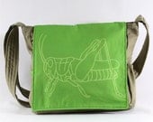 Green Grasshopper Messenger Bag - Original Fabric Design