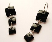 Elegant black enamel and copper earrings