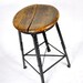 Vintage Industrial Oak & Metal Stool
