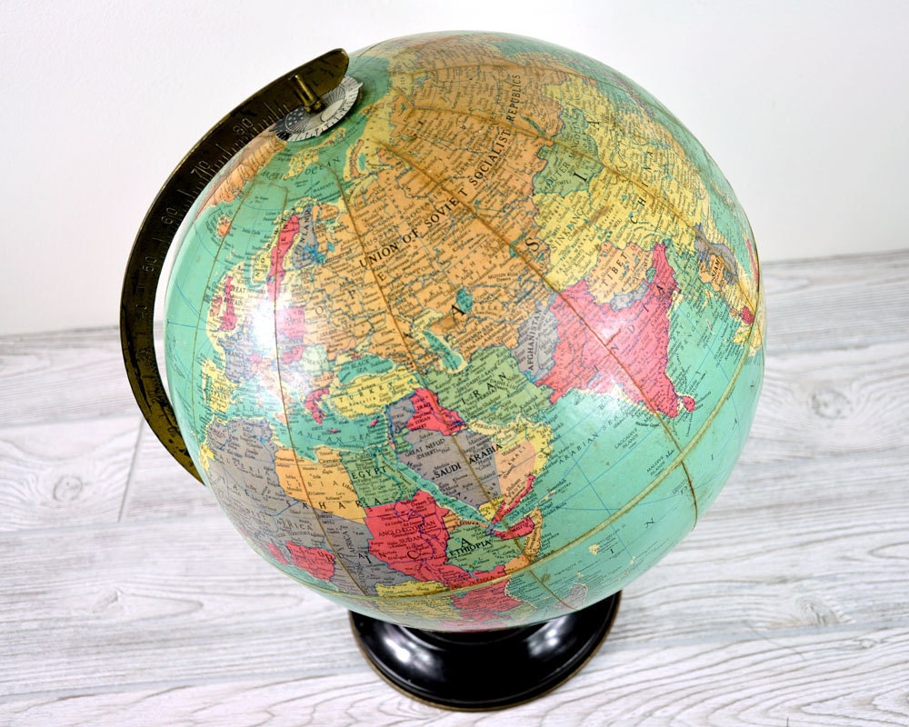 Vintage 1940's Replogle 12" Precision World Globe
