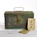 Vintage Rustic Storage Tin / Aqua Tin Box / Industrial Storage
