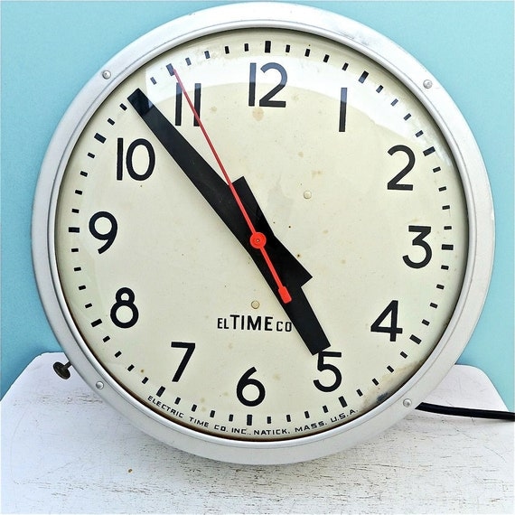 Vintage 1960's Industrial Wall Clock School Style