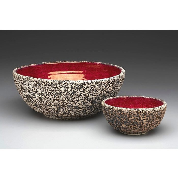 Red / Amber Geode Large Serving Bowl, Porcelain centerpiece Dining contemporary, Ceramic Textured Metallic Handmade Vessel Home Decor