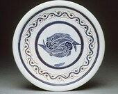 Handmade Ceramic Fish Plate, Personalized Wedding Gift, Vintage Minas Avramidis Fish Design / Theodorou Marietta Sgraffito Painted