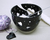 Black Pottery Yarn Bowl, Knitting Bowl, Crochet Bowl, Large Yarn Bowl, Yarn Storage, Organizer
