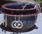 Earring Holder, Jewelry dish, Jewelry Bowl, Large Earring bowl, Organizer, Double Decker, Handmade Graduation gifts, Eggplant Purple