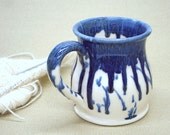 Wheel thrown mug, Ceramic Coffee cup Blueberry Syrup White Geek Handmade Ceramics Pottery Funky IN STOCK