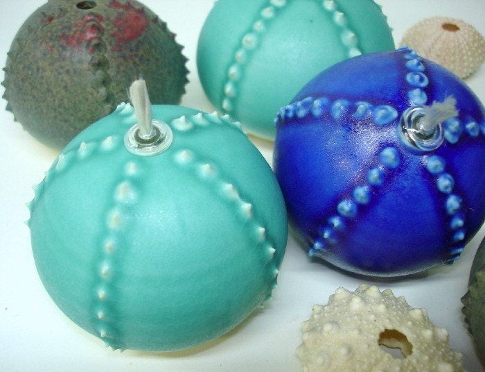 Turquoise Porcelain Sea Urchin Bud Vase/Oil Candle or not