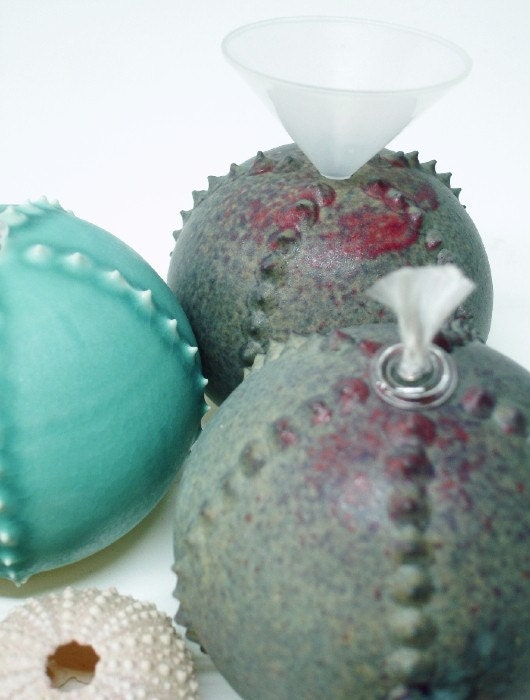 Turquoise Porcelain Sea Urchin Bud Vase/Oil Candle or not