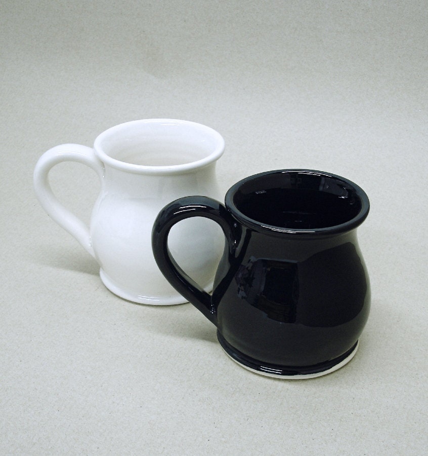 Black Espresso cup Modern Ceramic coffee Tea mug / White Handmade Ceramics winter dinner serving gift for men IN STOCK