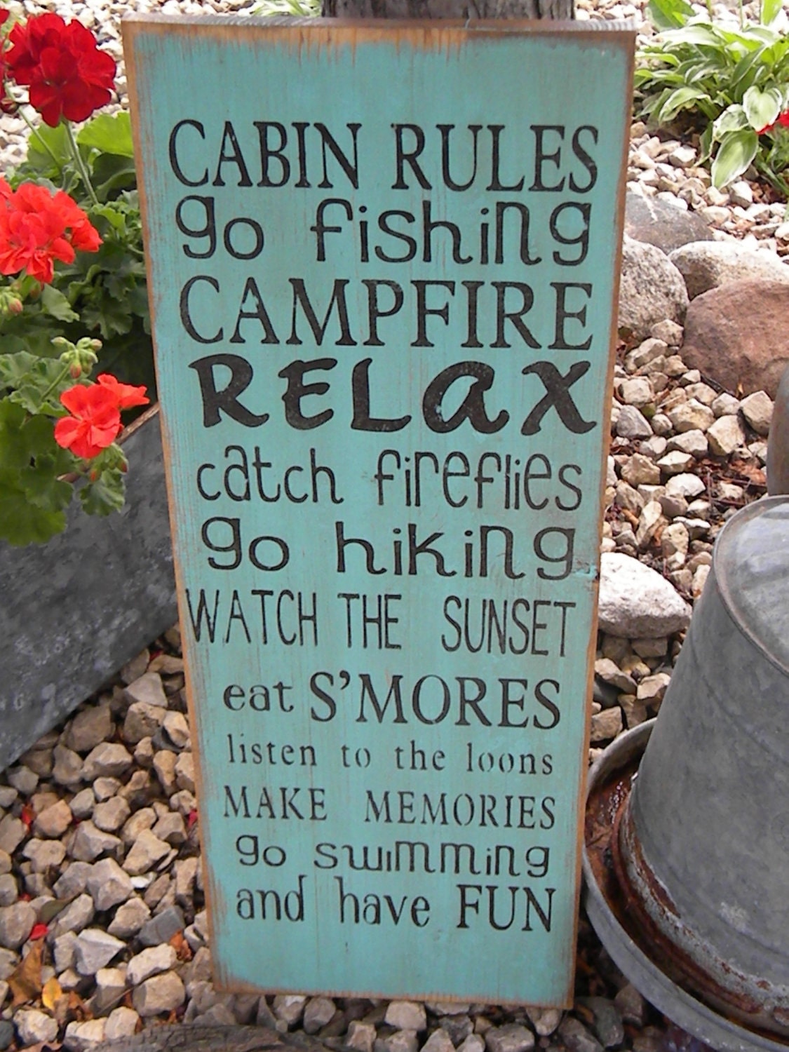 Vintage Cabin, Lake, Cottage, Resort, Lodge  Rules Sign Typography  subway sign