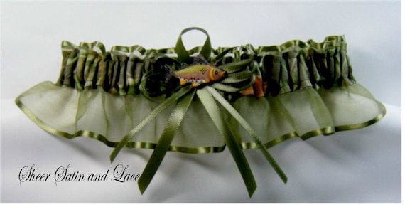 Fishing Camouflage wedding garters FISH CAMO garter Moss Keep