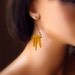 Amber Yellow Recycled Sea Glass Earrings, Geometric Golden Daggers, Oxidized Sterling Silver Wire Wrapped