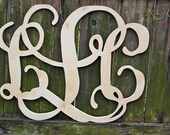 Wood Monogram Unfinished in aprox 24"