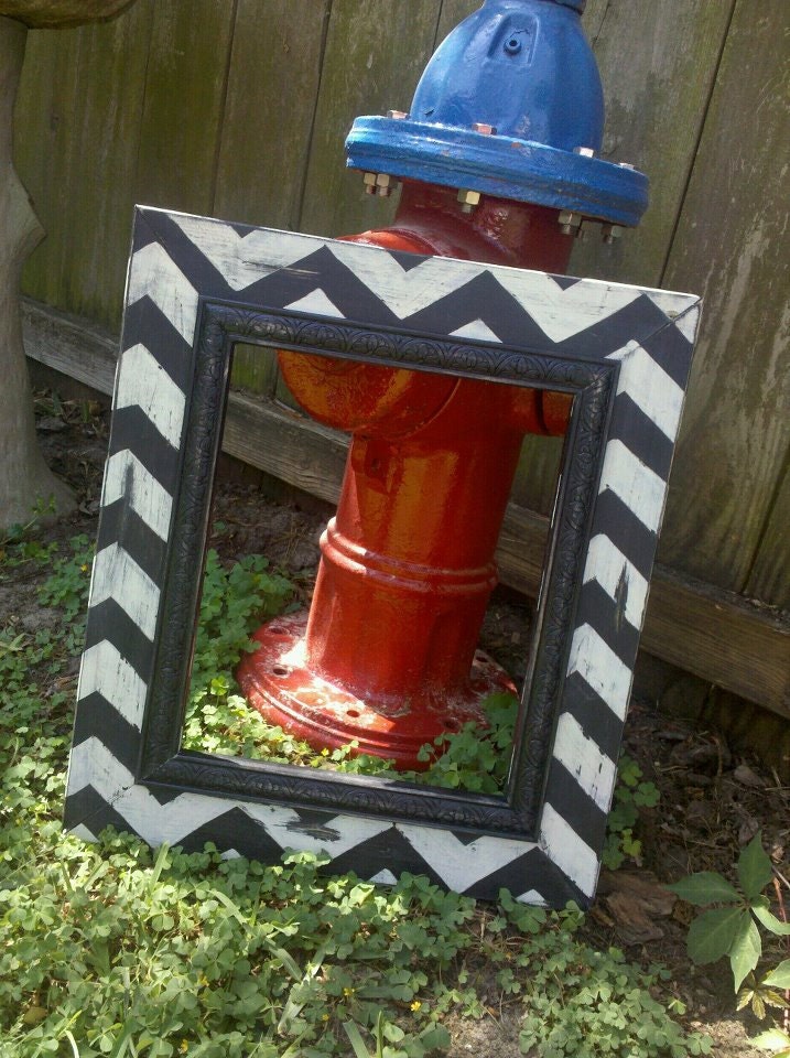 11x14 frame handmade and painted black and cream in the ever so popular Chevron print