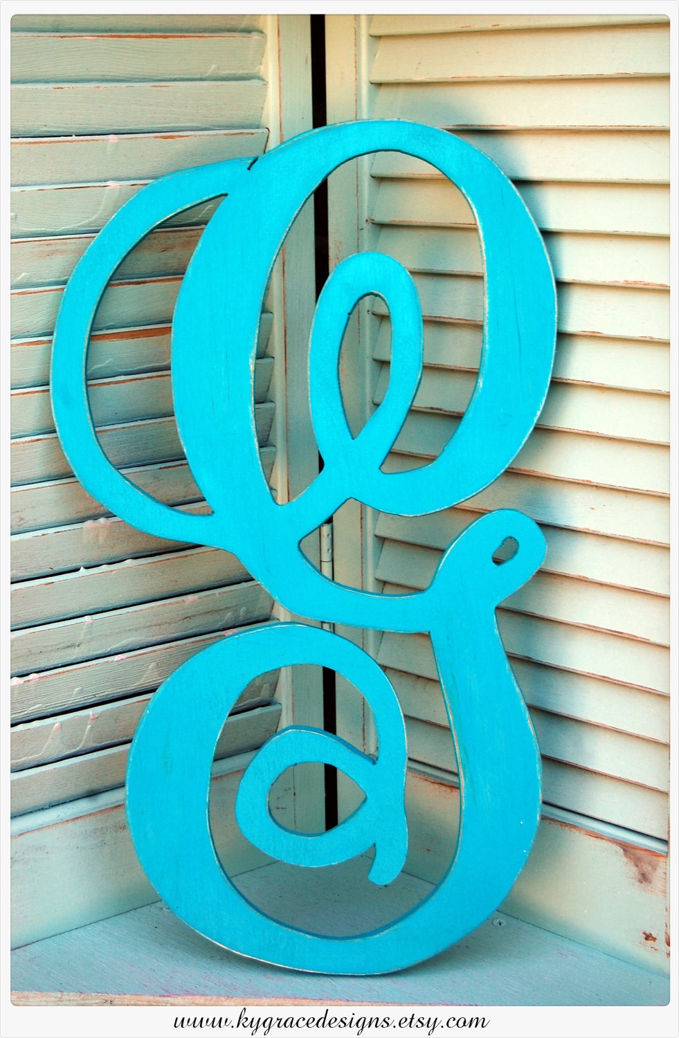 One color Handpainted distressed 24inch wood letter in monogram font Or font of your choosing I can cut any font from fontyukle