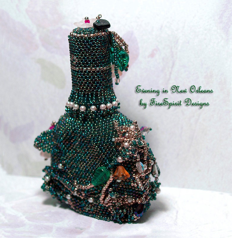 Evening in New Orleans- beadwoven vintage perfume bottle
