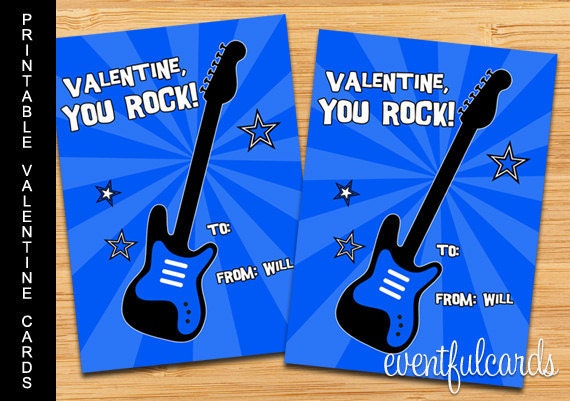 Rock Guitar Kids Valentines Day Cards Printable Il_170x135
