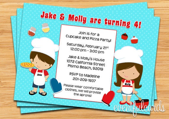 Cupcake and Pizza Birthday Party Invitation Il_170x135