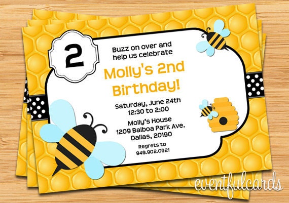 Bee Birthday Party Invitation - Printable or E-Card Il_570xn