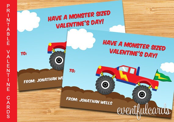 Monster Truck Valentines Day Cards for Kids Il_570xn